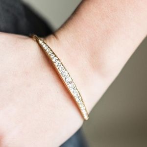 Gold Bracelet - Rhinestones Rub Some Glitter